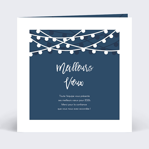 Carte de vœux entreprise Découpe Guirlandes Bleu Recto