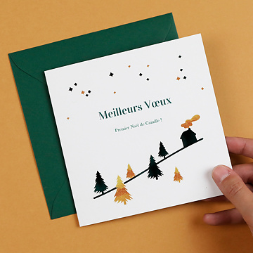 Carte de Voeux Particuliers Dcoupe paysage d'hiver