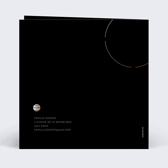 Carte de voeux Année cosmique Verso