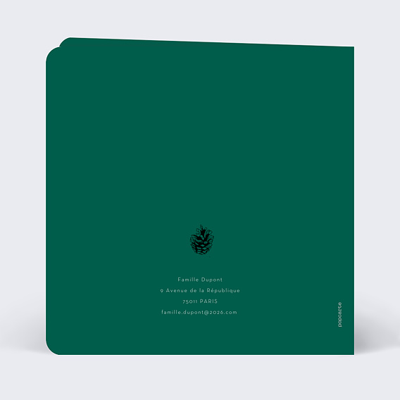 Carte de voeux Couronne de pommes de pin Verso