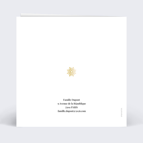 Carte de voeux Elégants flocons  Verso