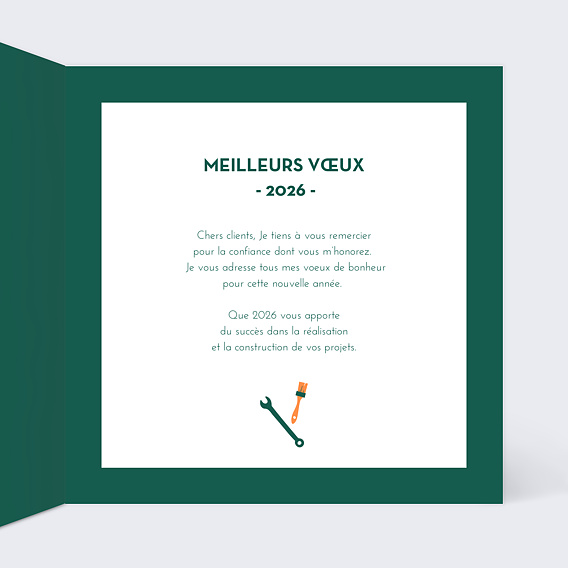 Carte de vœux entreprise Artisanat Sapin  Intérieur Droit