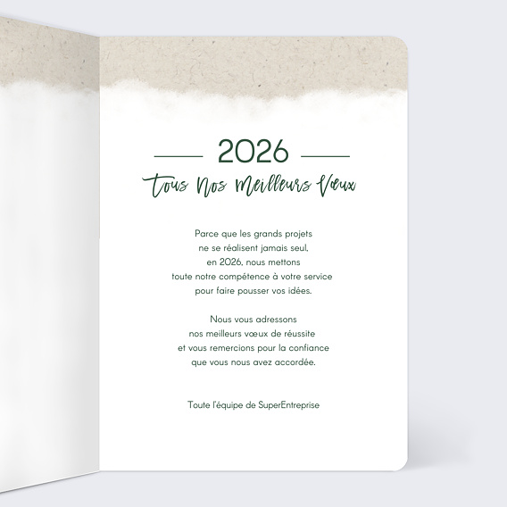 Carte de vœux entreprise Projets à la pelle Intérieur Droit