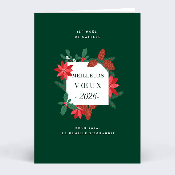 Carte de Voeux Particuliers Branches de houx