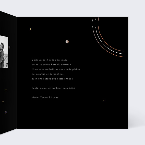 Carte de voeux Année cosmique Intérieur Droit