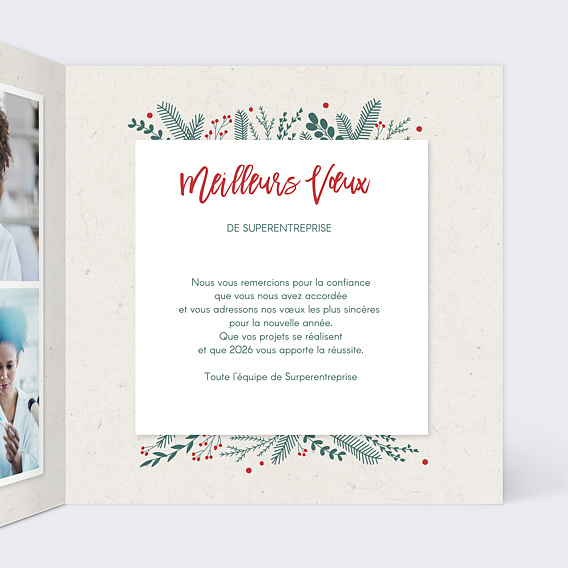 Carte de vœux entreprise Cadre Photo Festif Intérieur Droit