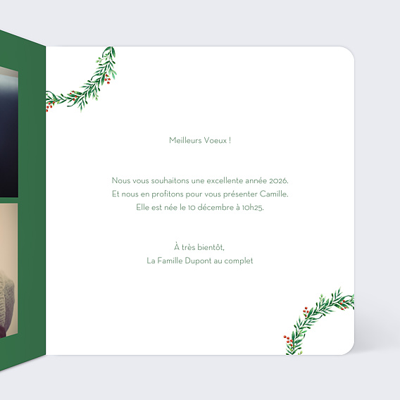 Carte de voeux Noël délicat Intérieur Droit