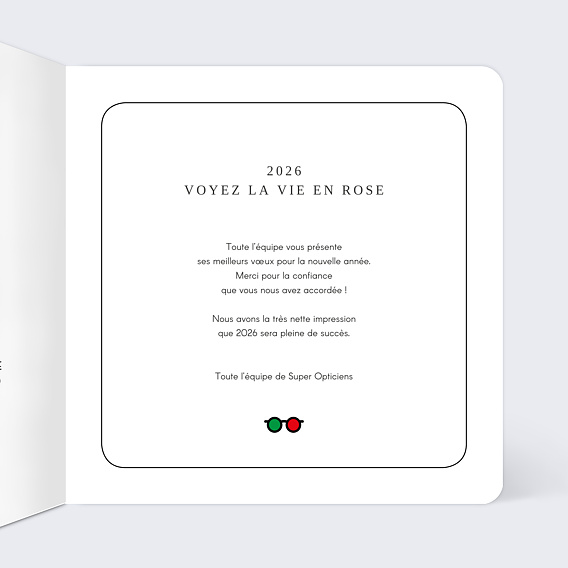Carte de vœux entreprise Optique Intérieur Droit