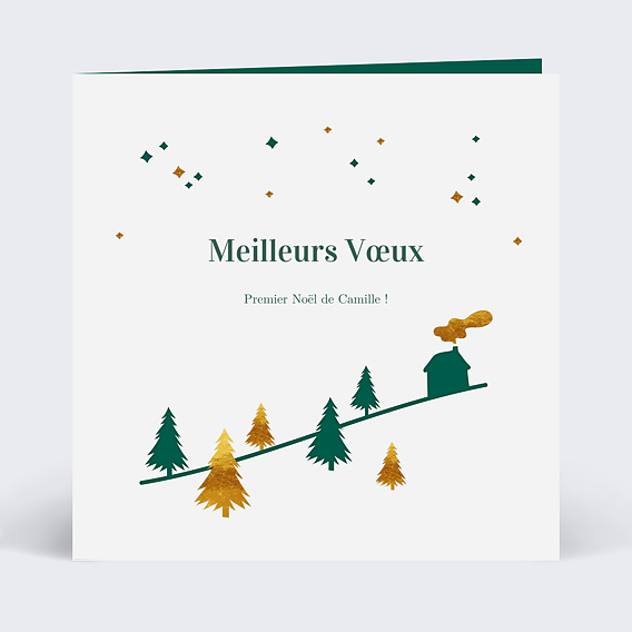 Carte de voeux Découpe paysage d'hiver Recto