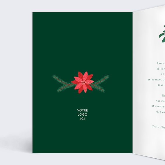 Carte de vœux entreprise Branche de Houx Intérieur Gauche