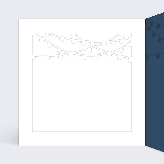 Carte de vœux entreprise Découpe Guirlandes Bleu Intérieur Gauche