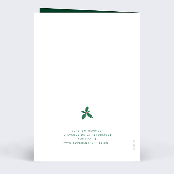 Carte de vœux entreprise Branche de Houx Verso