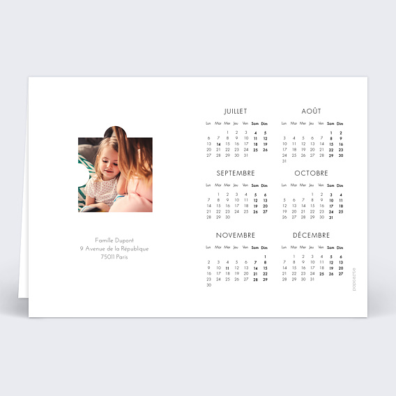 Carte de voeux Calendrier Puzzle Verso