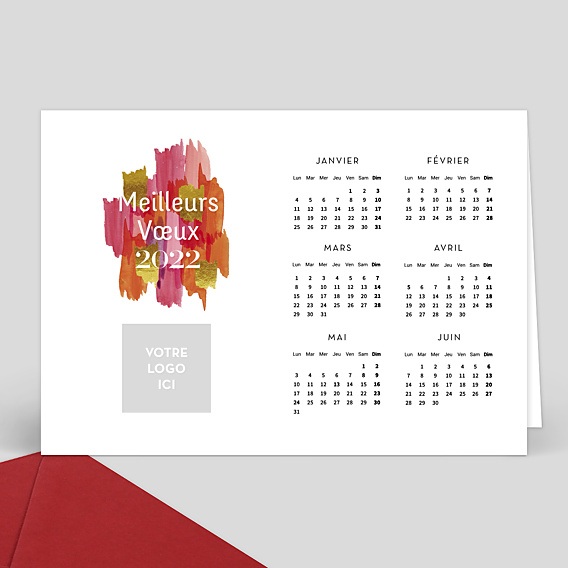 Carte de Voeux Entreprise Calendrier touches de peinture