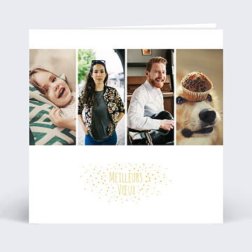 Carte de Voeux Personnalisables Dorure Etoiles 4 Photos