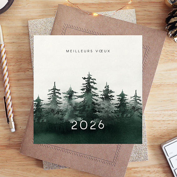 Carte de vœux entreprise Sapin Aquarelle Après 4