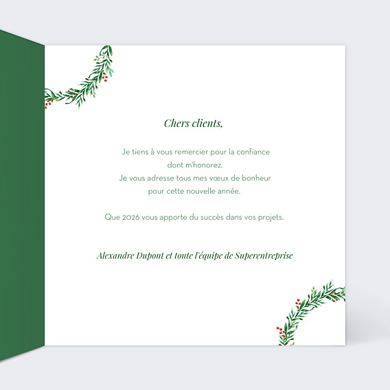 Carte de Voeux Entreprise Couronne de Noël 