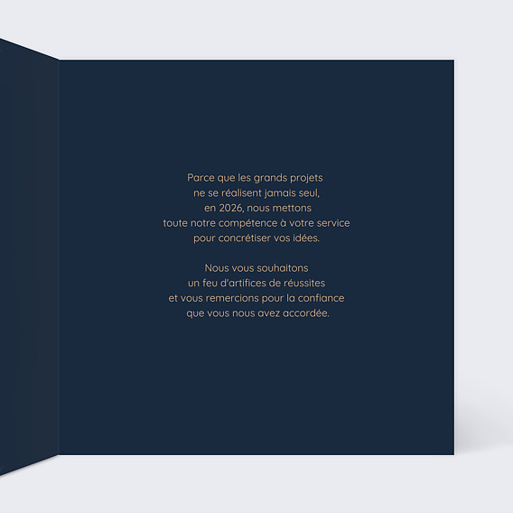 Carte de vœux entreprise Année d'artifices Intérieur Droit