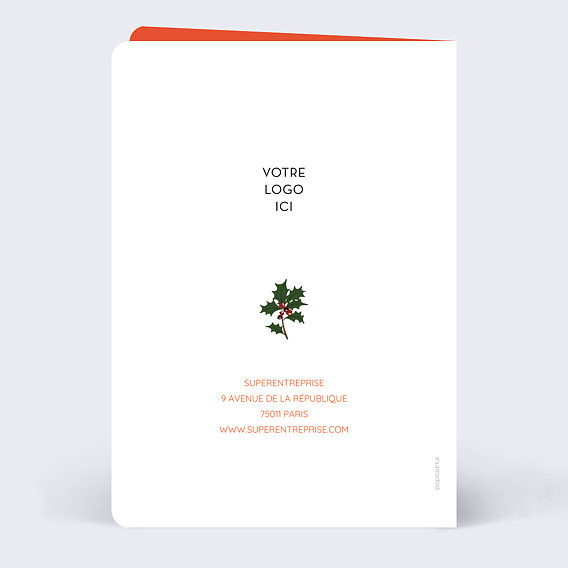 Carte de vœux entreprise Fleurs et Feuilles de Noël  Verso