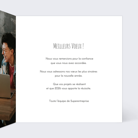 Carte de vœux entreprise Dorure Petites Etoiles Photo Intérieur Droit