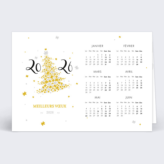 Carte de Voeux Entreprise Calendrier Sapin Étoilé