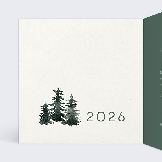 Carte de vœux entreprise Sapin Aquarelle Intérieur Gauche