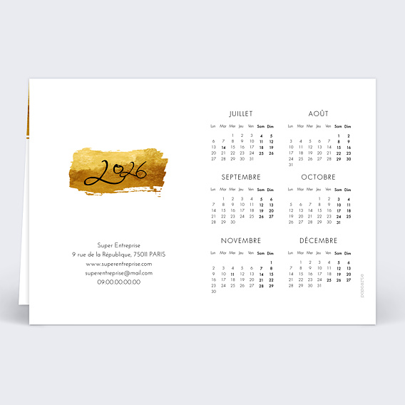 Carte de vœux entreprise Calendrier Pinceau Verso