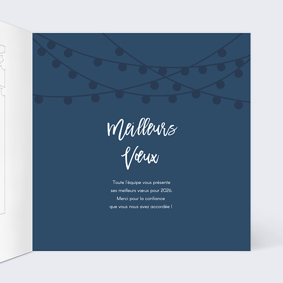 Carte de vœux entreprise Découpe Guirlandes Bleu Intérieur Droit