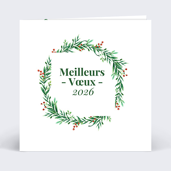 Carte de Voeux Entreprise Couronne de Noël 