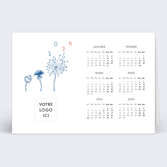 Carte de Voeux Entreprise Calendrier Envolée