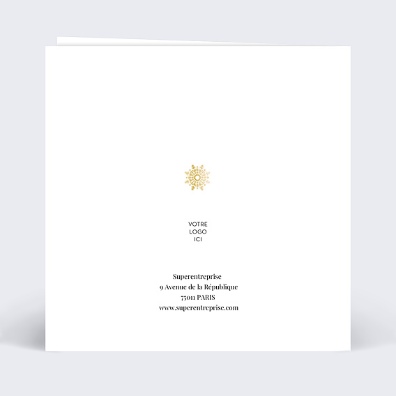 Carte de vœux entreprise Flocons Dorés Verso