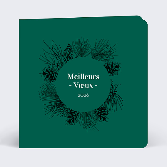 Carte de Voeux Particuliers Couronne de pommes de pin