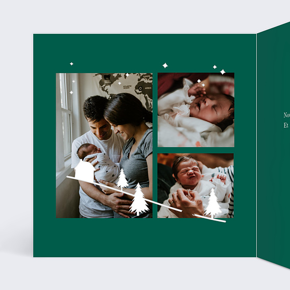 Carte de voeux Découpe paysage d'hiver Intérieur Gauche