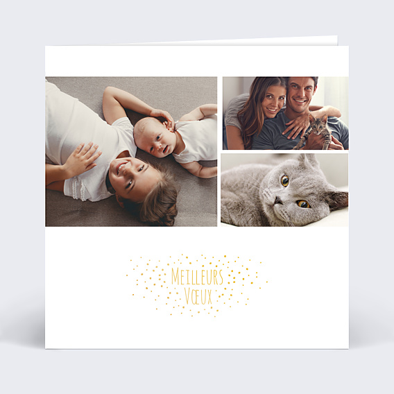 Carte de Voeux Particuliers Dorure Etoiles Photos