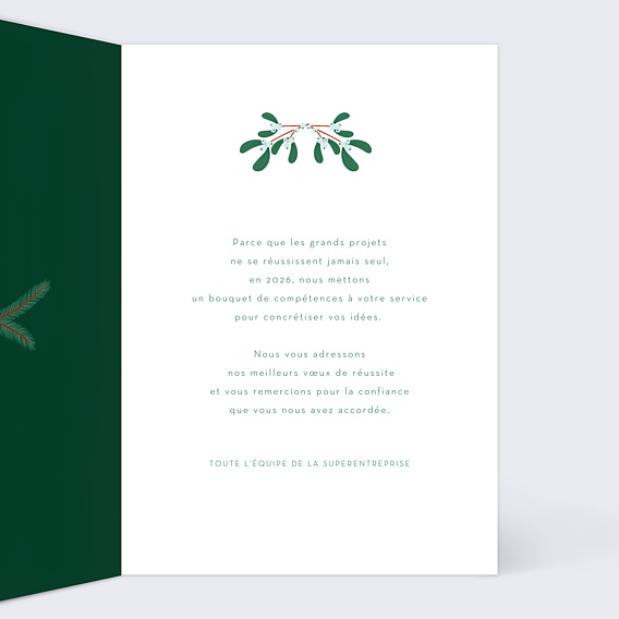 Carte de vœux entreprise Branche de Houx Intérieur Droit