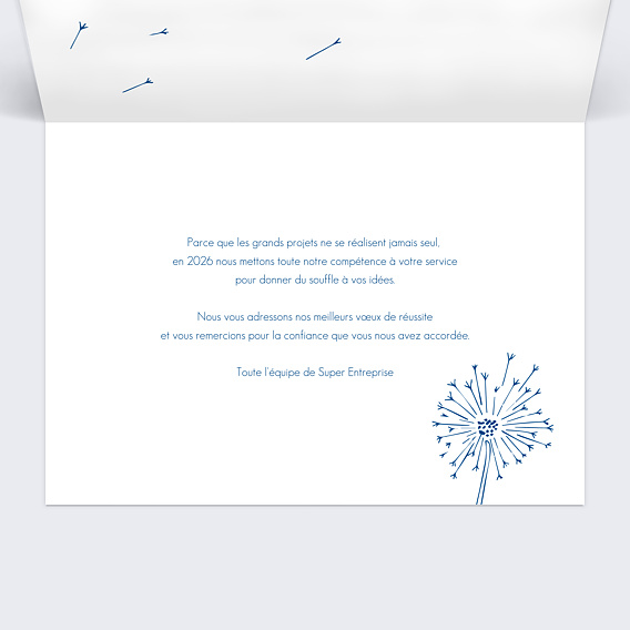 Carte de vœux entreprise Calendrier Envolée Intérieur Droit