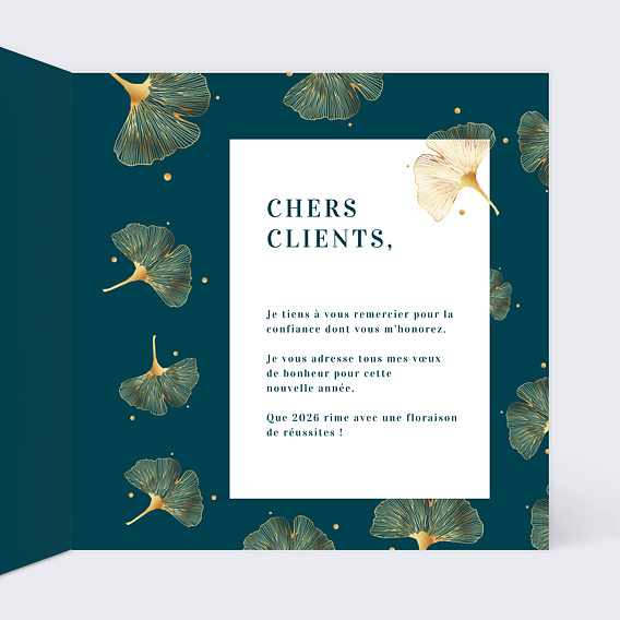 Carte de vœux entreprise Ginkgo Intérieur Droit