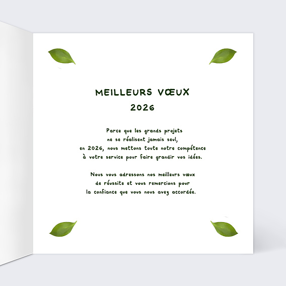 Carte de vœux entreprise Année Verte Intérieur Droit