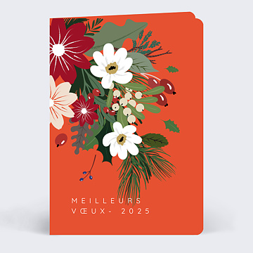 Carte de Vux Entreprise Fleurs et Feuilles de Nol 