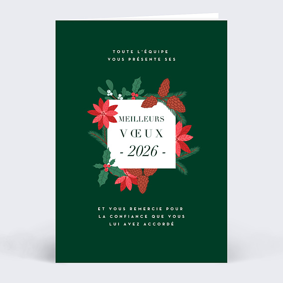 Carte de vœux entreprise Branche de Houx Recto