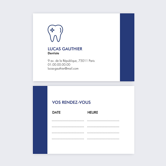 Cartes de visite Dentiste