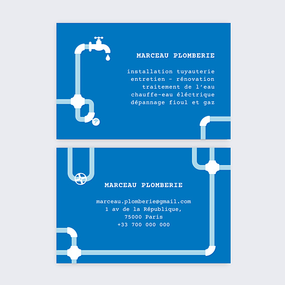 Carte de visite Plombier Bleu