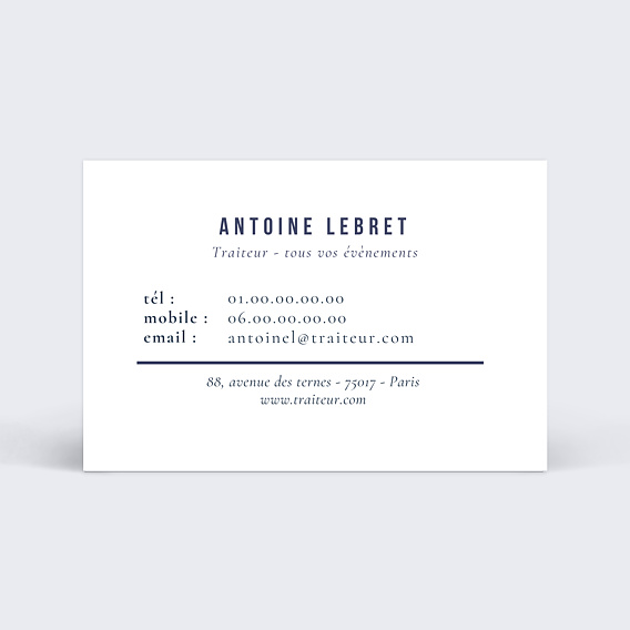 Carte de visite Traiteur Verso