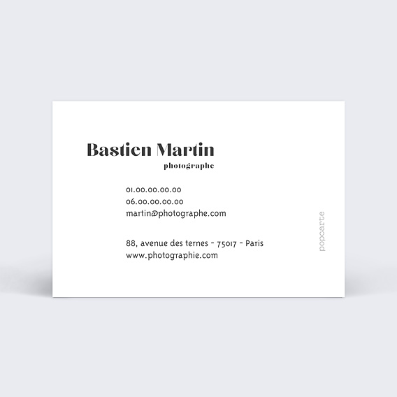 Carte de visite Photographe Verso