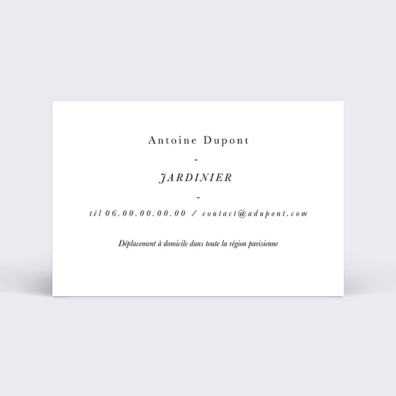 Carte de visite Jardinier Verso