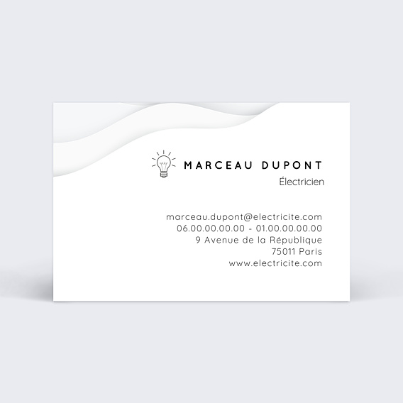 Carte de visite Electricien minimaliste Recto