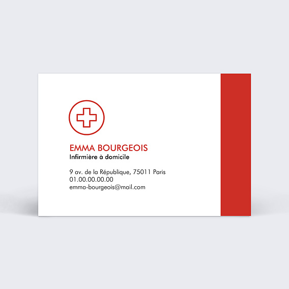 Carte de visite Infirmière rouge Recto
