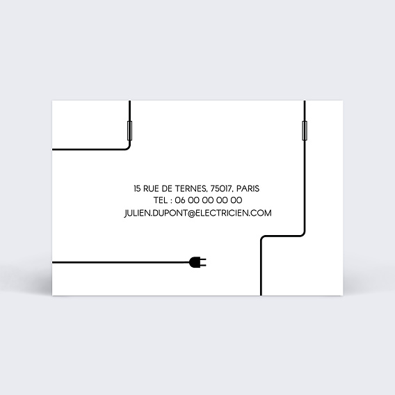 Carte de visite Pour un Electricien Verso