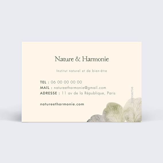 Carte de visite Bien être Verso