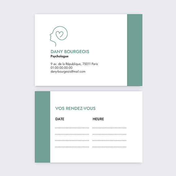 Carte de visite Psychologue rendez-vous